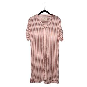 Thread & Supply Linen Blend Striped Rose White Shirt Dress Size S